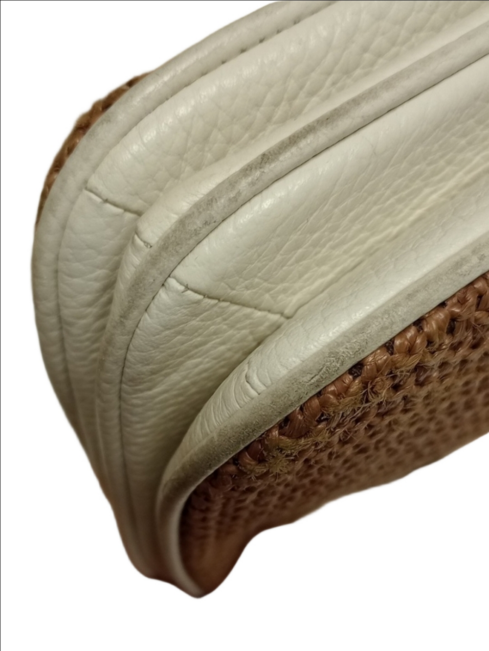 KATE SPADE TAN STRAW WICKER WOVEN CROSSBODY BAG WITH WHITE LEATHER ACCENTS - Picture 10 of 15